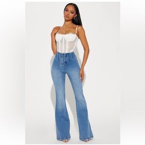Fashion Nova Going Over it in Corset High Waisted Flare Jeans size 7